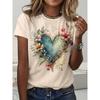 Love Flower 3D Printed Round Neck Summer Short Sleeved Women's T-shirts