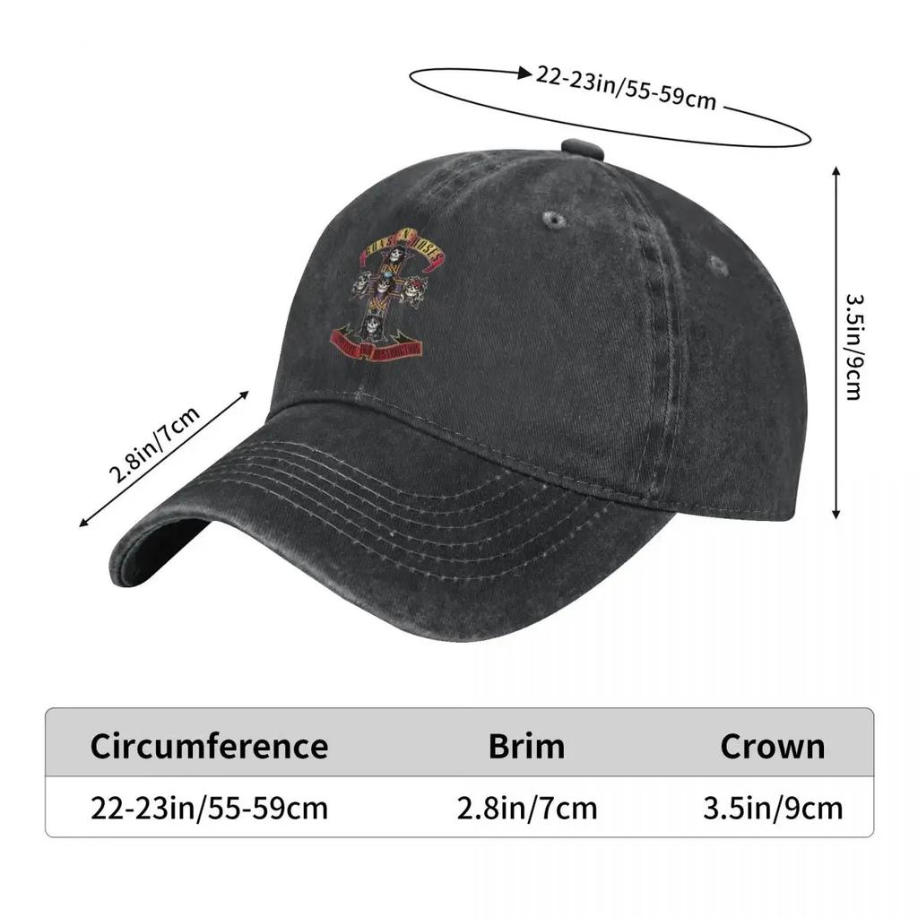 Guns N Rose GNR Logo Unisex Baseball Cap Steampunk Music Distressed Denim Washed Caps Hat Fashion Running Golf Gift Cap