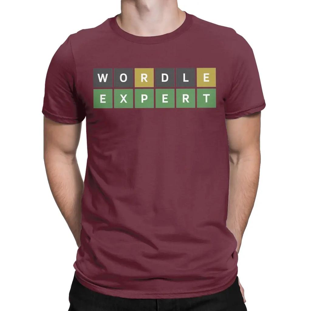 Wordle Expert Funny Game T-Shirt for Men Vintage Pure Cotton Tees O Neck Short Sleeve T Shirts Summer Clothing