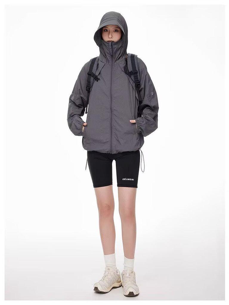 Ретро Хип-Хоп Унисекс Тонкая Куртка с Капюшоном - UPF50+ Быстросохнущая Защита от Солнца