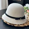 Celebrity bucket hat autumn and winter new product explosion bow short brim pure wool woolen hat small fragrant dome felt hat