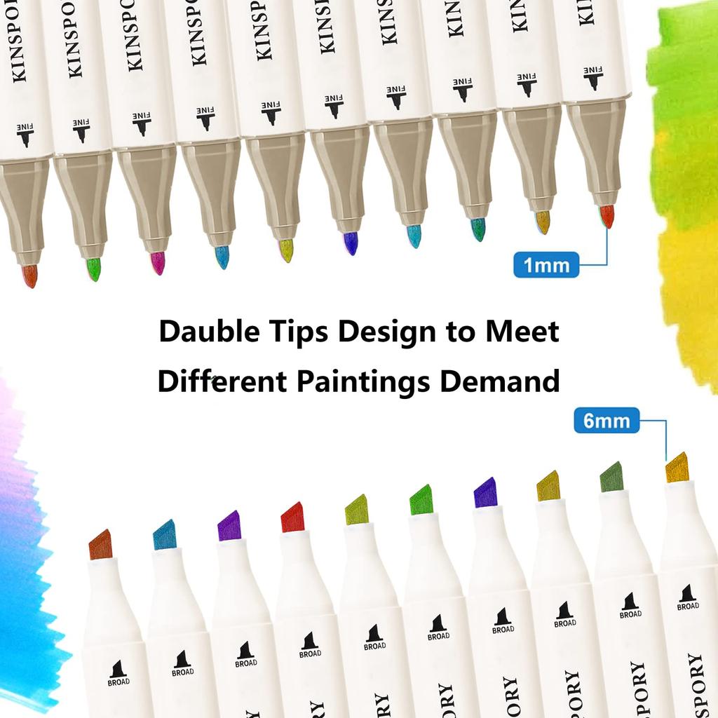 KINSPORY Alcohol Markers 160 Colors Dual Tip Permanent Art Markers for Artist Easy Storage with Aluminum Coloring Book Pen for Adults and Kids