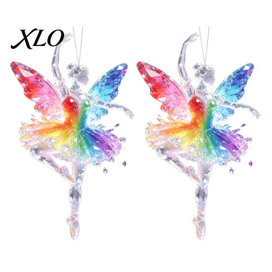 Cute Hanging Accessories 2Pcs Glitter Ballet Girl Keychain, 2D Acrylic Pendant for Bag Backpack, Sparkling Indoor Home Decor Dancer Car Rearview