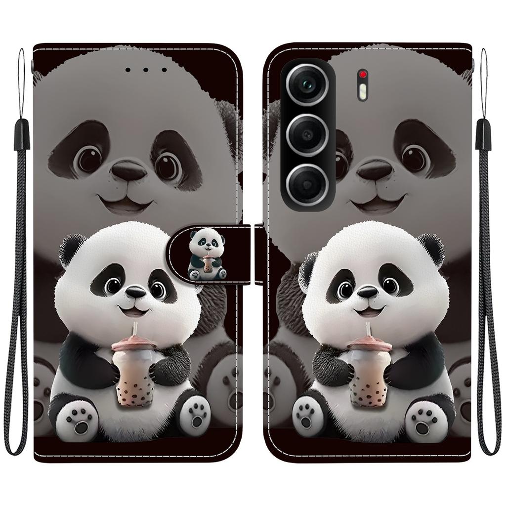 Чехол-книжка из искусственной кожи ручной работы для Tecno Camon 40, противоскользящая противоударная обложка с ремешком на запястье и дизайном в виде кошки с сердечком/розой