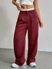 Women's Trousers Spring and Summer Casual High-Waisted Patchwork Simple Drape Commuter Straight-Leg Pants