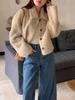 Корейский шик Кардиган с лацканами большого размера: Теплый свободный двусторонний длинный плюшевый пальто Осень/Зима для женщин