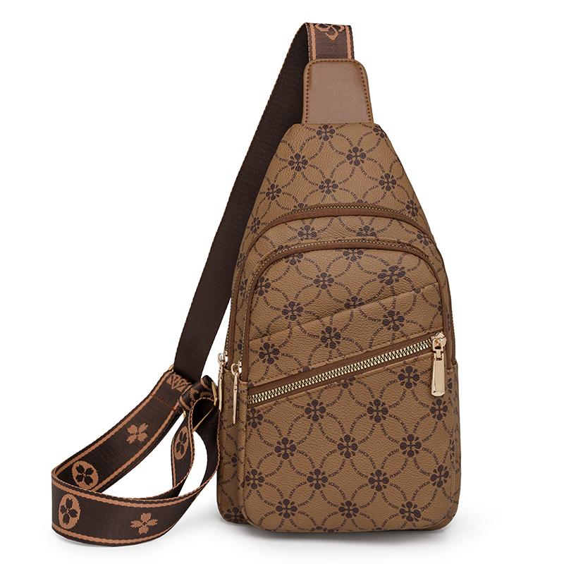 Винтажная сумка через плечо для женщин, нагрудная сумка с принтом, мягкая кожаная сумка через плечо