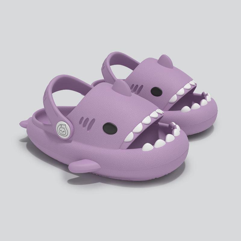 Нескользящие летние сандалии с рисунком акулы для детей - милые тапочки с защитой от столкновений для мальчиков и девочек