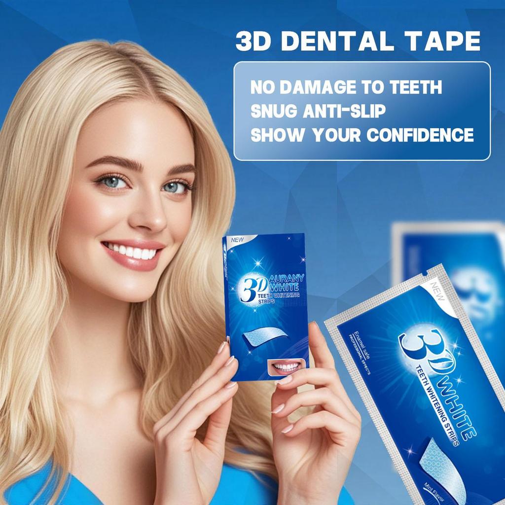3D Whitening Strips For Sensitive Teeth, Enamel Safe& Gentle Formula, Reduces Sensitivity While Whitening,Hydrogen Peroxide Composition-7/14/21Pairs