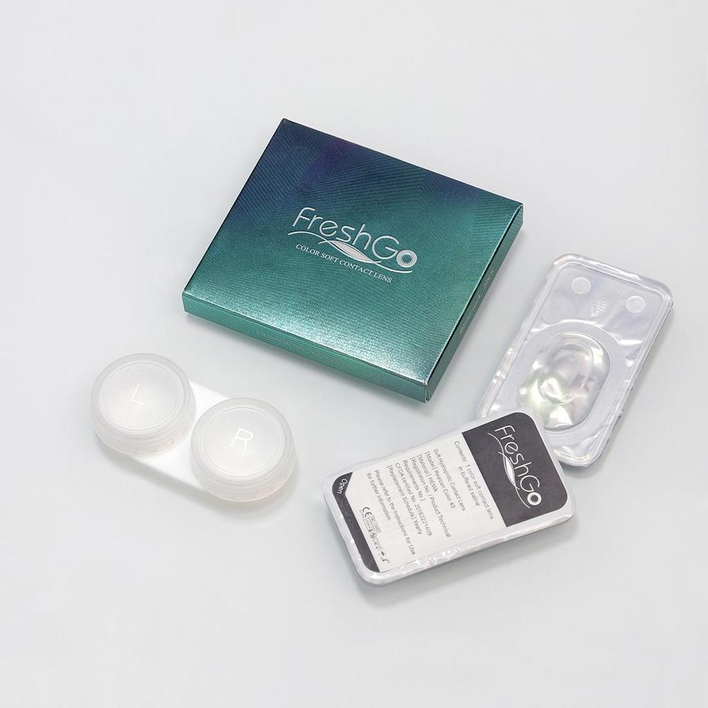 FreshGo Prescription Color Contact Lenses With Diopters Soft Colored Lenses 1 Pair Natural Color Lenses for Vision Eye Lens