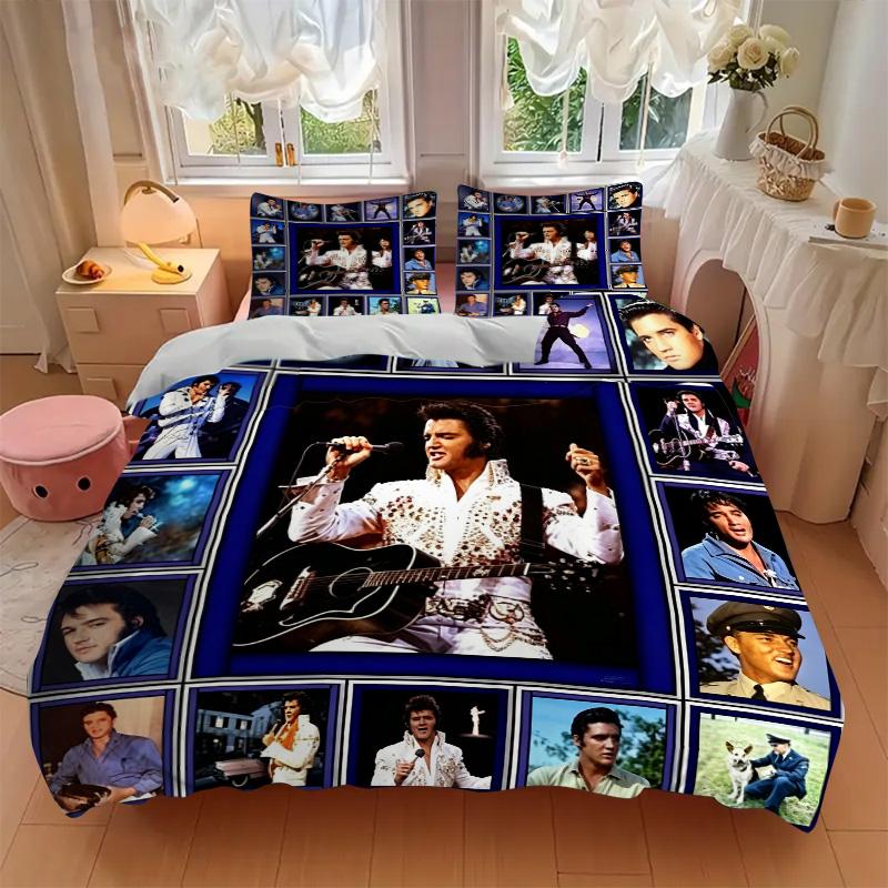 Elvis Presley Rock Roll Print 3Pcs Bedding Setduvet Cover With 2 Bedropillowcase Home Birthday Gift