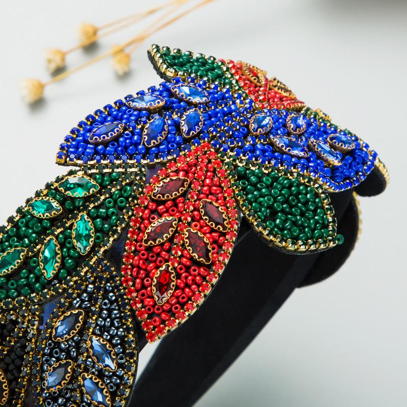 Женская повязка для волос с широким краем и листьями, повязка на голову с шампунем и кристаллами, милый обруч для волос, красочный головной убор