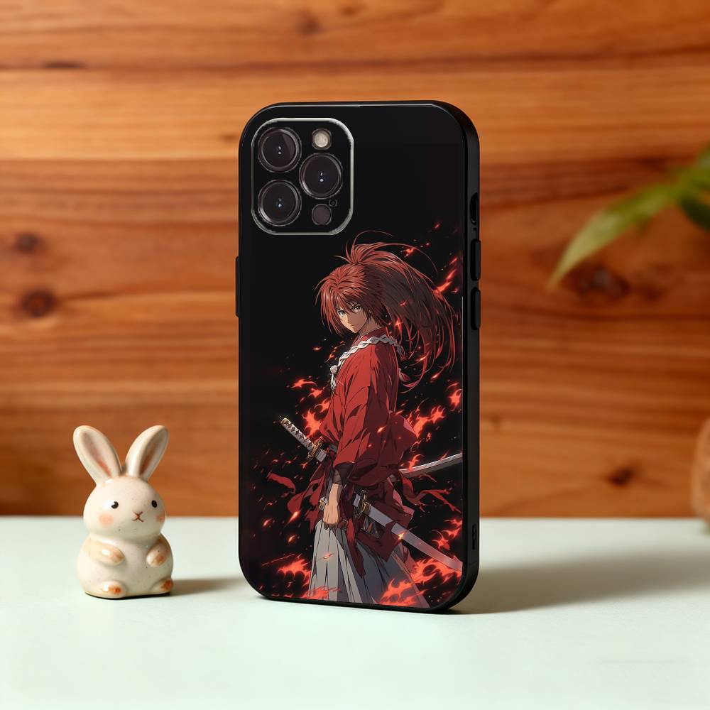 Чехол для телефона с аниме R-Rurouni Kenshin для iPhone17,16,15,14,13,12Plus,Pro Max,XS,5G, мягкий силиконовый, черный