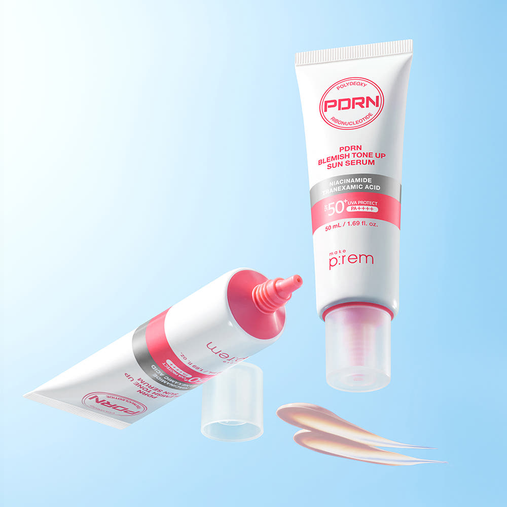MAKE P:REM PDRN Tone Up Sun Serum SPF50+ PA++++ 50ml Niacinamide Glutathione Dark Spot Care Sunscreen
