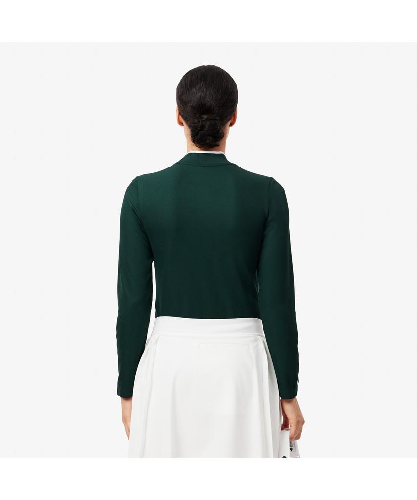 LACOSTE Женская графическая футболка с воротником-стойкой и длинным рукавом Tf2765-54N Yzp
