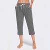 Women's Loose Mid-Low Waist Cropped Casual Drawstring Cropped Pants