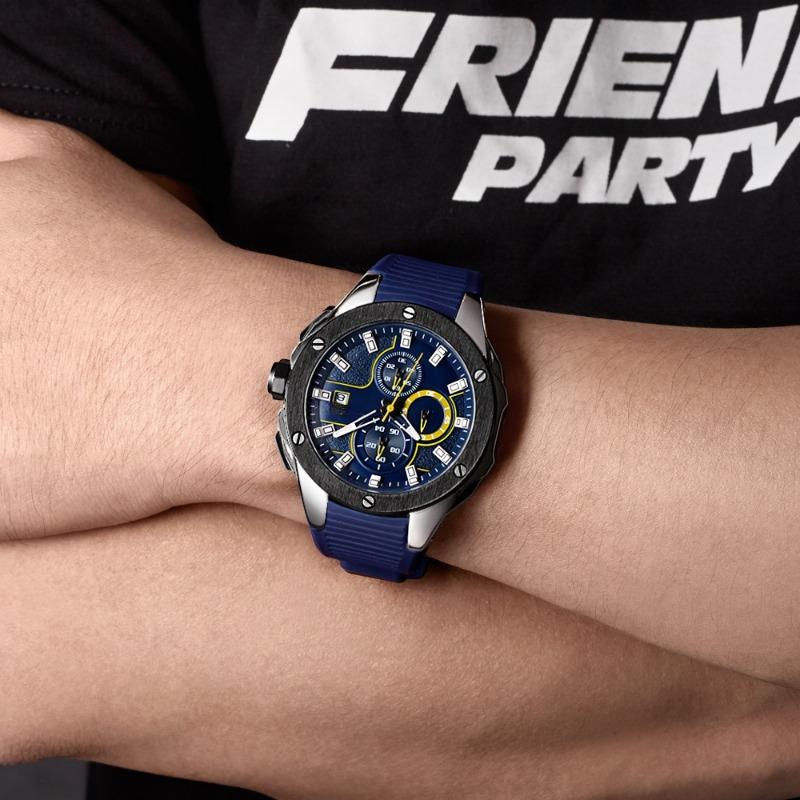 Многофункциональные мужские спортивные кварцевые часы с хронографом из силикона