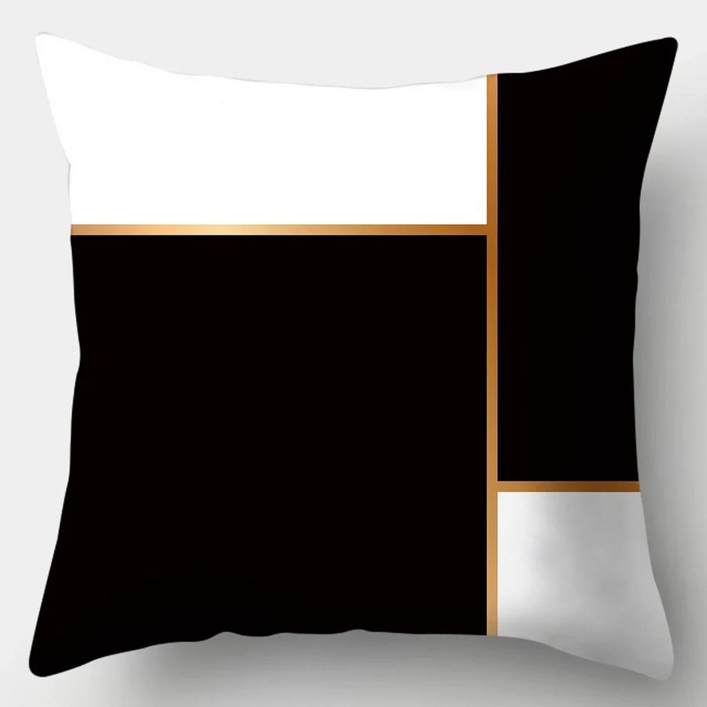 Black White Modern Style Cushion Cover 45x45cm Polyester Decorative Pillow Cover Living Room Bedroom Sofa Bed Pillow Case