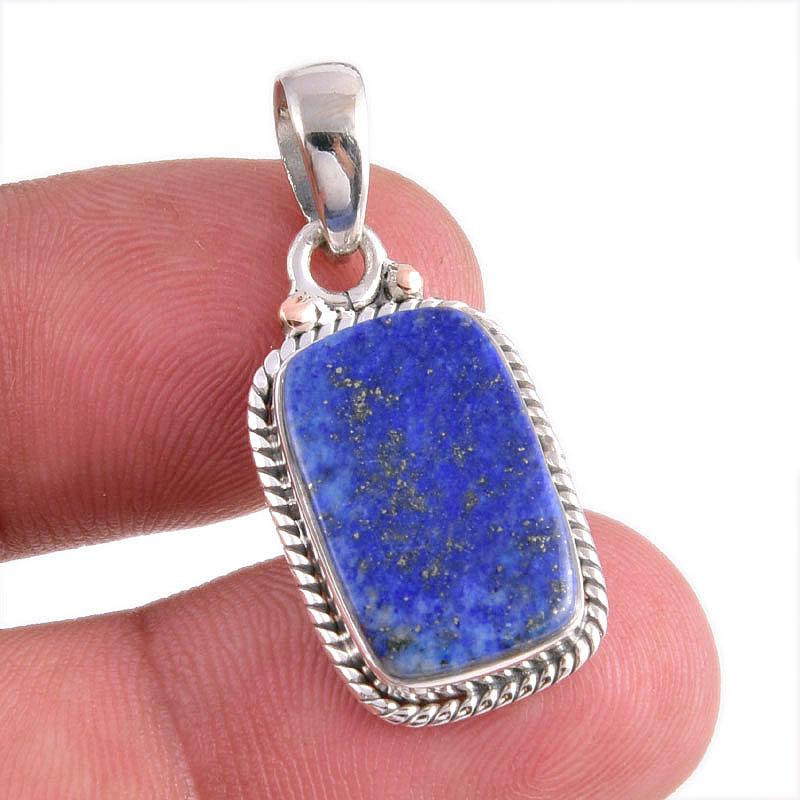 Natural Lapis Lazuli Gemstone Handmade 925 Solid Silver Gift Pendant 1.50" T9d18