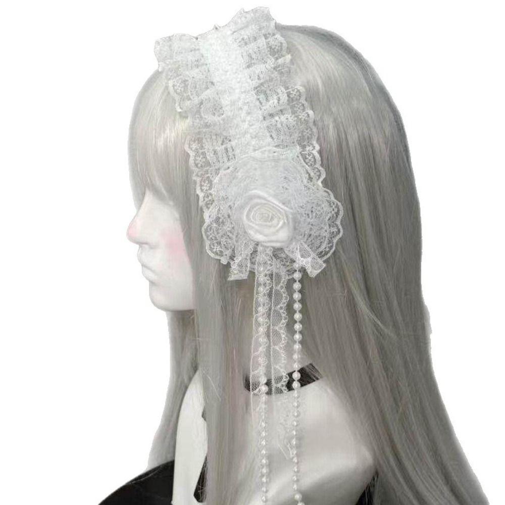 Frilled Lace Headband Rose Flower Rose Hairband New Gothic Lolita Headband Women Hair