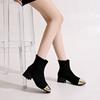 Square-toed Shoes, Chunk-heeled High-heeled Boots, Nude Boots and Ankle Boots, Women's Shoes