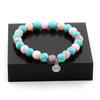 Stones and Minerals. Pink Opal + Turquoise 8 Mm Pearl Bracelet. Made In France.