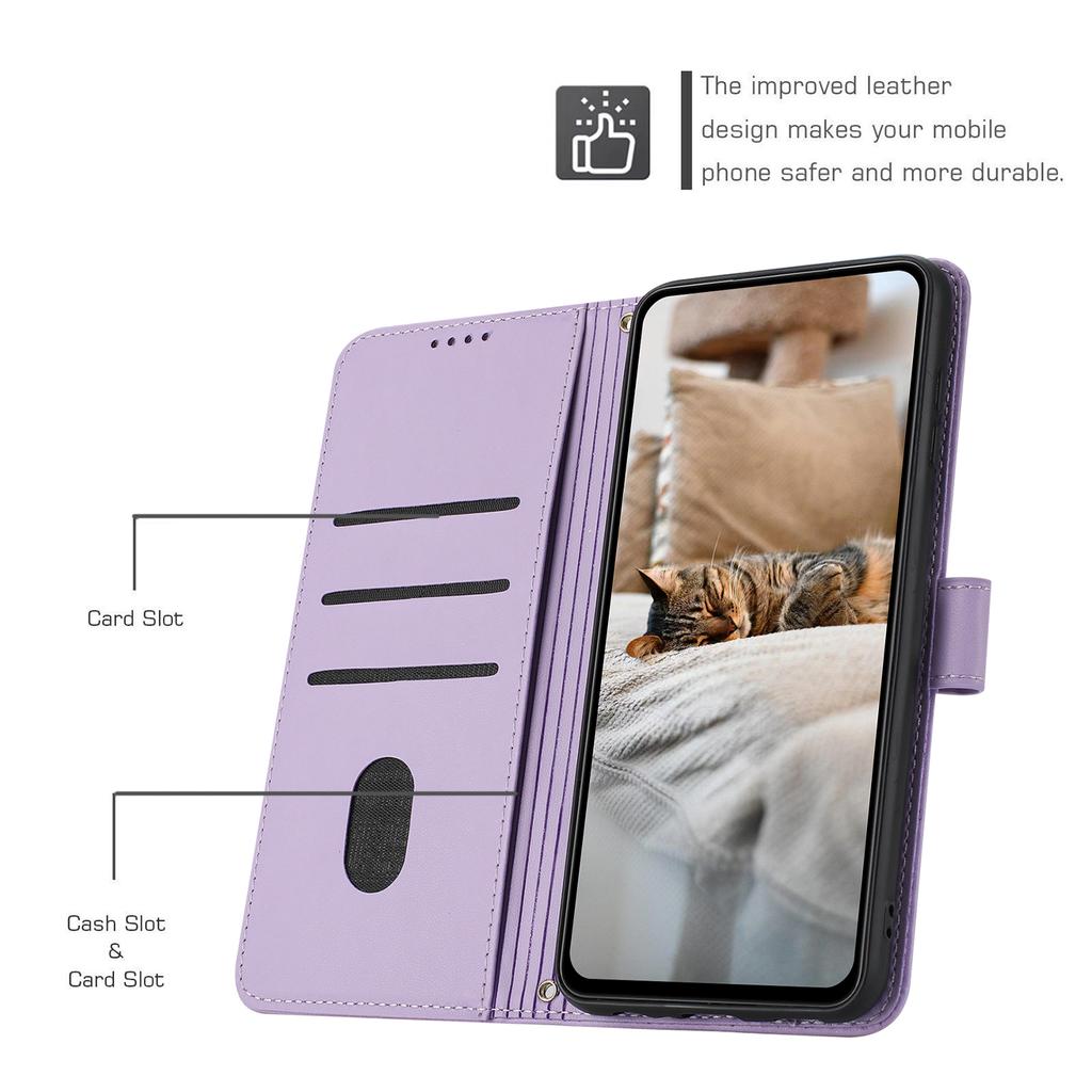 For Samsung Galaxy A55 5G Case with Strap Cats Imprint Leather Wallet Phone Cover
