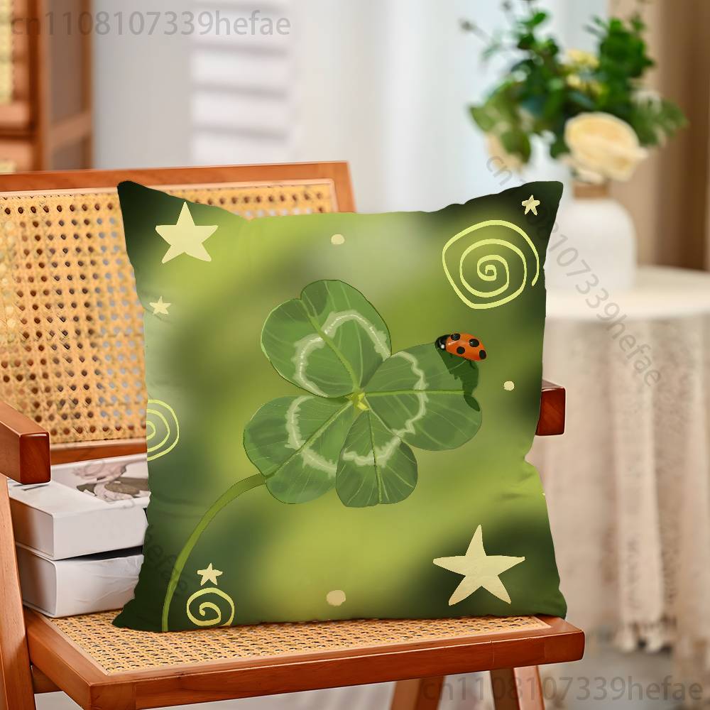 Lucky Four Leaf Clover Throw Pillow Case For Decoration 30cm 50cm 55cm Square Home Pillowcase Case
