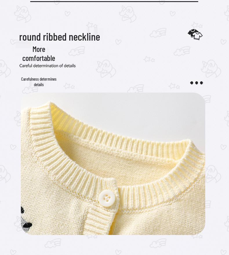 Детский осенне-зимний вязаный кардиган-жилет с щенком - Унисекс, без рукавов, однотонный, хлопковый свитер-шаль