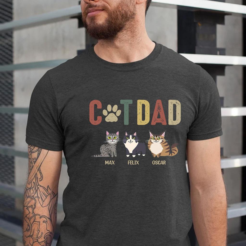 Personalized Cat Dad Printing T Shirt Men Women T-Shirt Street Harajuku T-shirt Unisex Summer R