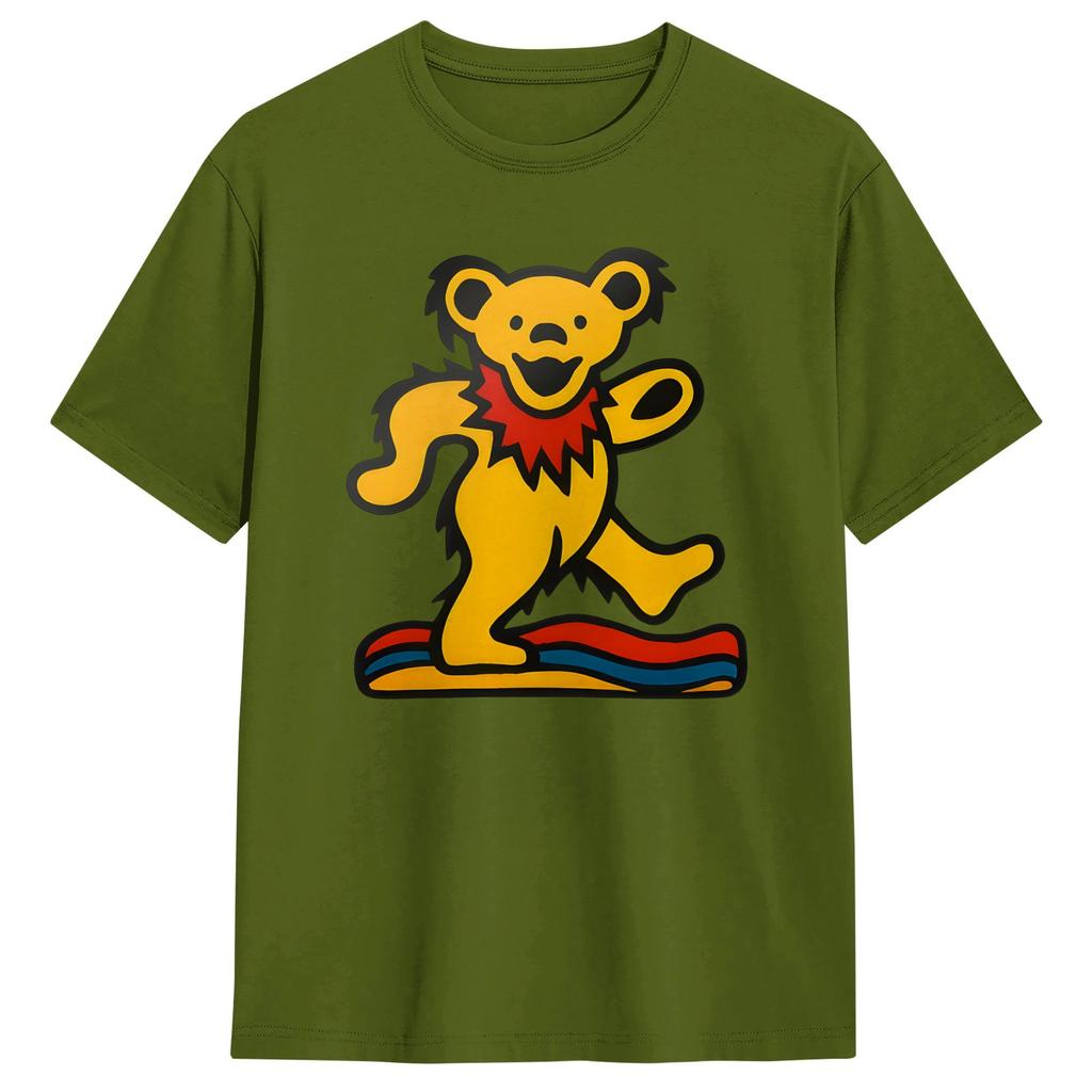 Oversized T Shirt Summer Gratefuls Deads Yellow Dancing Bear Hippie T Shirts Cotton Tshirt Unisexs Y2K Retro Short Sleeve Clothes