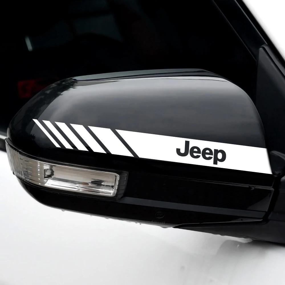 2Pcs Car Rearview Mirror Sticker Decal Waterproof Car Exterior Accessories For Jeep Wrangler Grand Cherokee Compass Renegade