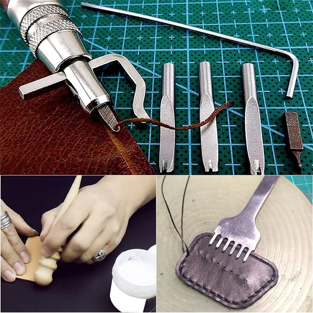 Leather Working Tool Leather Craft Tool Set Leather Edges Polisher Leather Groover for DIY Leather Hand Stitching Sewing