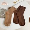 1 Pair Mid-tube Elastic Women Socks Casual Solid Color Ribbed Sports Socks