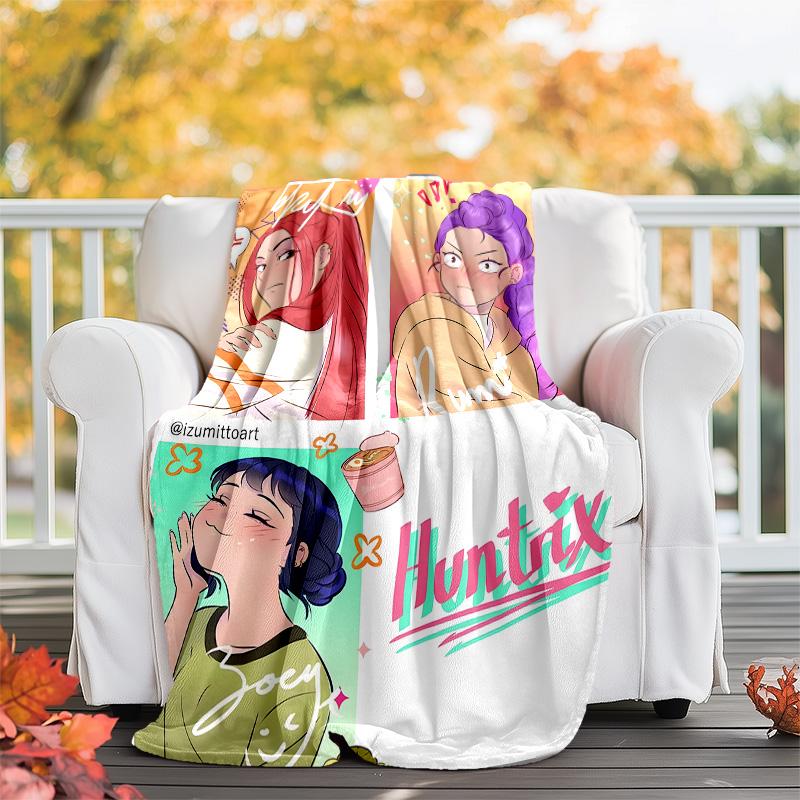 1pc KPop8 Theme Blanket - Digital Print, Polyester, Cozy for All Seasons, Perfect for Outdoor, Camping, and Travel