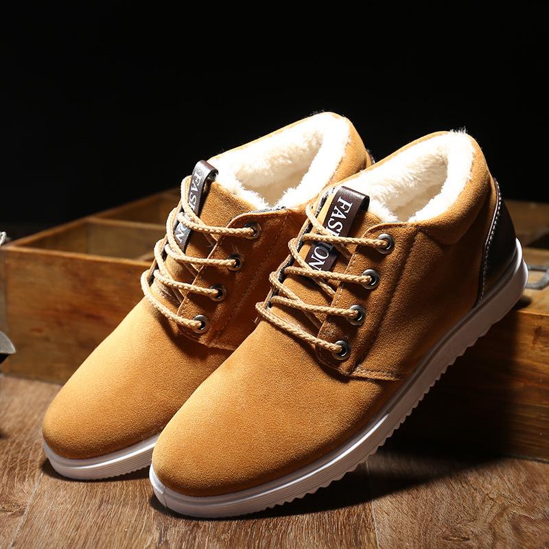Winter Boots for Men Plush Warm Ankle Booties Men's Shoes Man Footwear Male Sneakers Plus Size