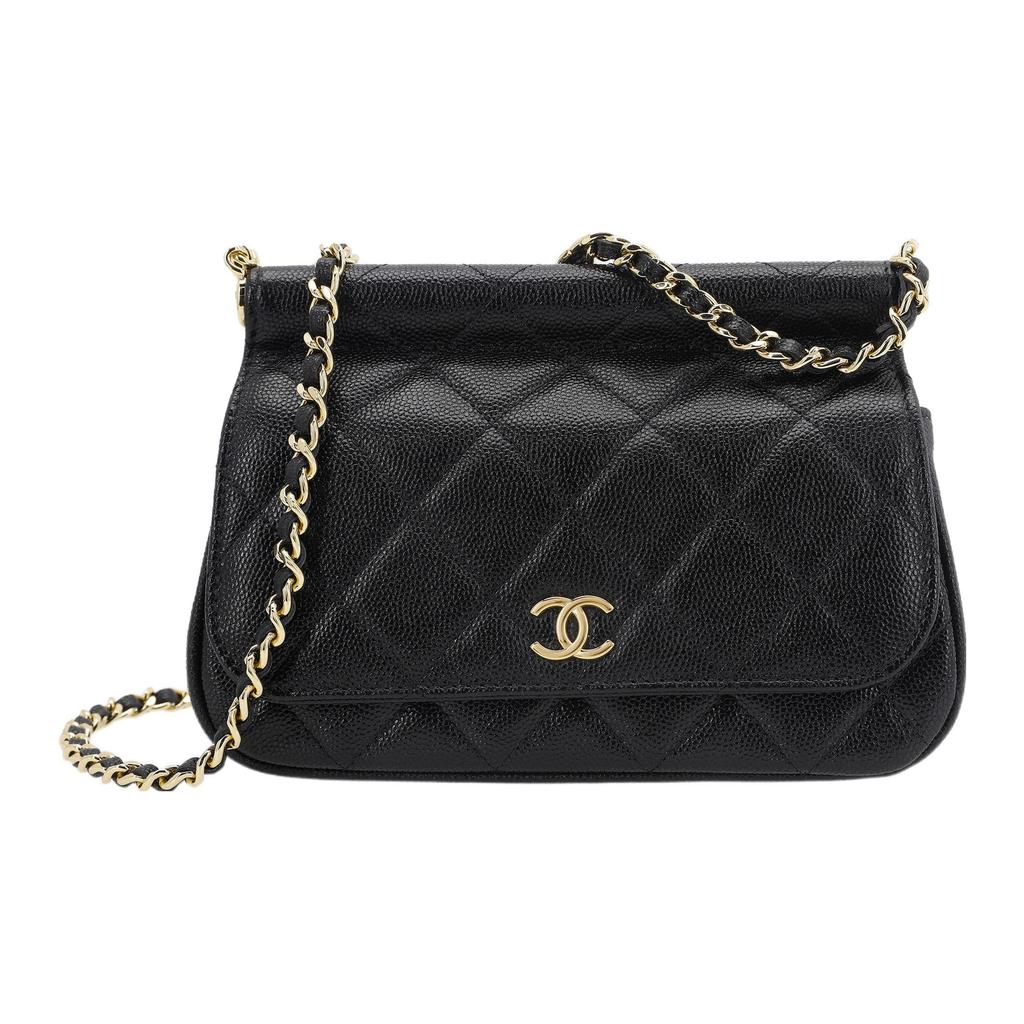 CHANEL Grain Calfskin Crossbody Bag, Shoulder Bag Women's Black AP3008-B09159-94305