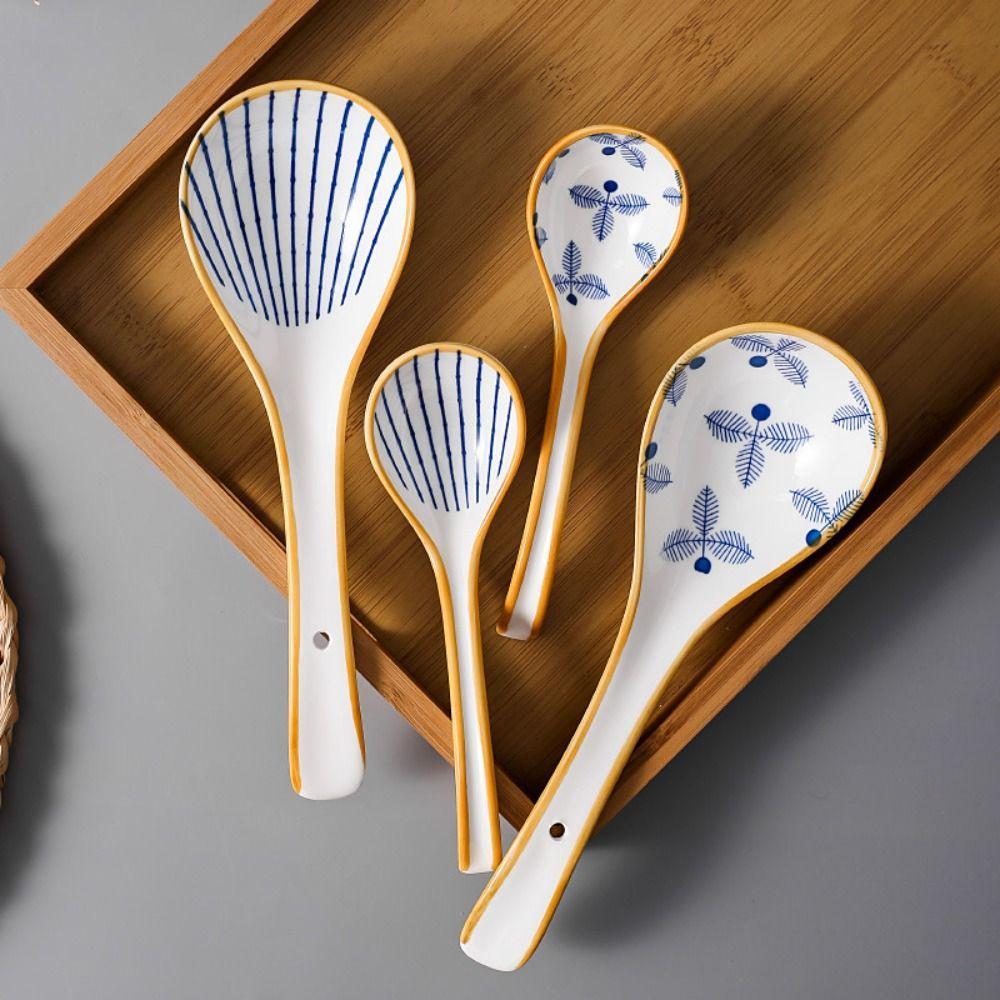 Baby Adults Japanese Style Mixing Eating Ceramic Cutlery Kitchen Utensil Soup Spoons Tableware