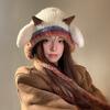 Вязаная шапка с дизайном ягнячьих ушек, универсальный размер, мягкая плюшевая ветрозащитная шапка