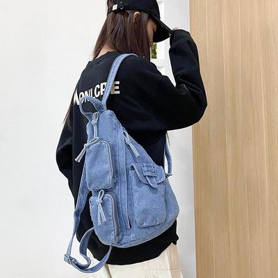 Женский мини-рюкзак кроссбоди из денима и парусины - Легкий, Повседневный и Идеальный для поездок на работу или путешествий