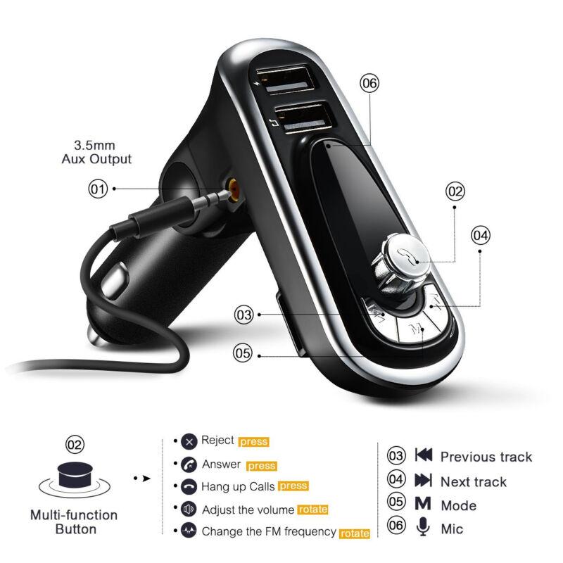Bluetooth FM Transmitter Hands-free Car Kit With Dual USB Charger MP3 Player