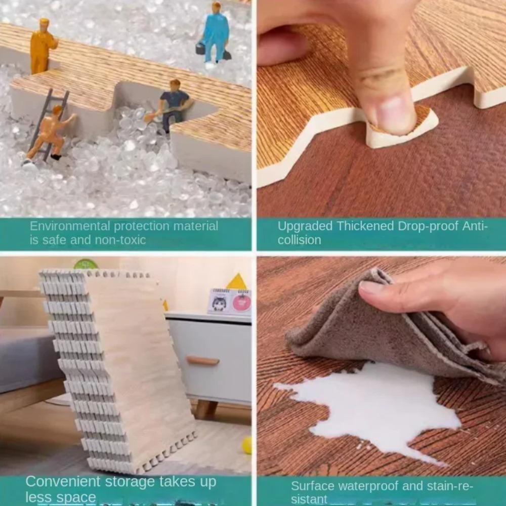 30*30cm Wood Grain Puzzle Floor Mat Eva Foam Interlocking Crawling Rug Crawling Mat Gym Puzzle Carpet,Thickening Floor Mats