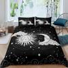Sun Moon Duvet Cover Set Queen Microfiber Bohemian Black And White Print Yin Yang Comforter Cover Galaxy Star Twin Bedding Set