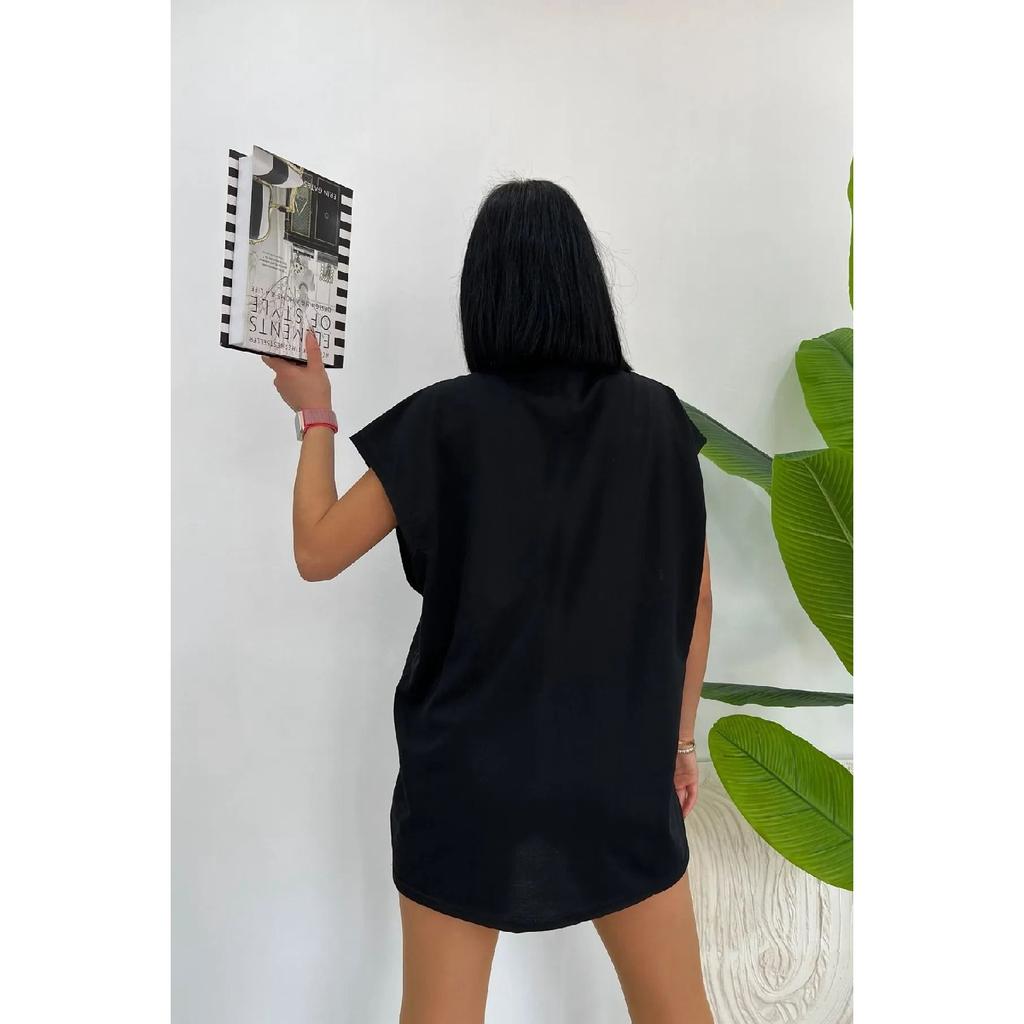 Большой размер с принтом милого кота, 0 рукавов, черный