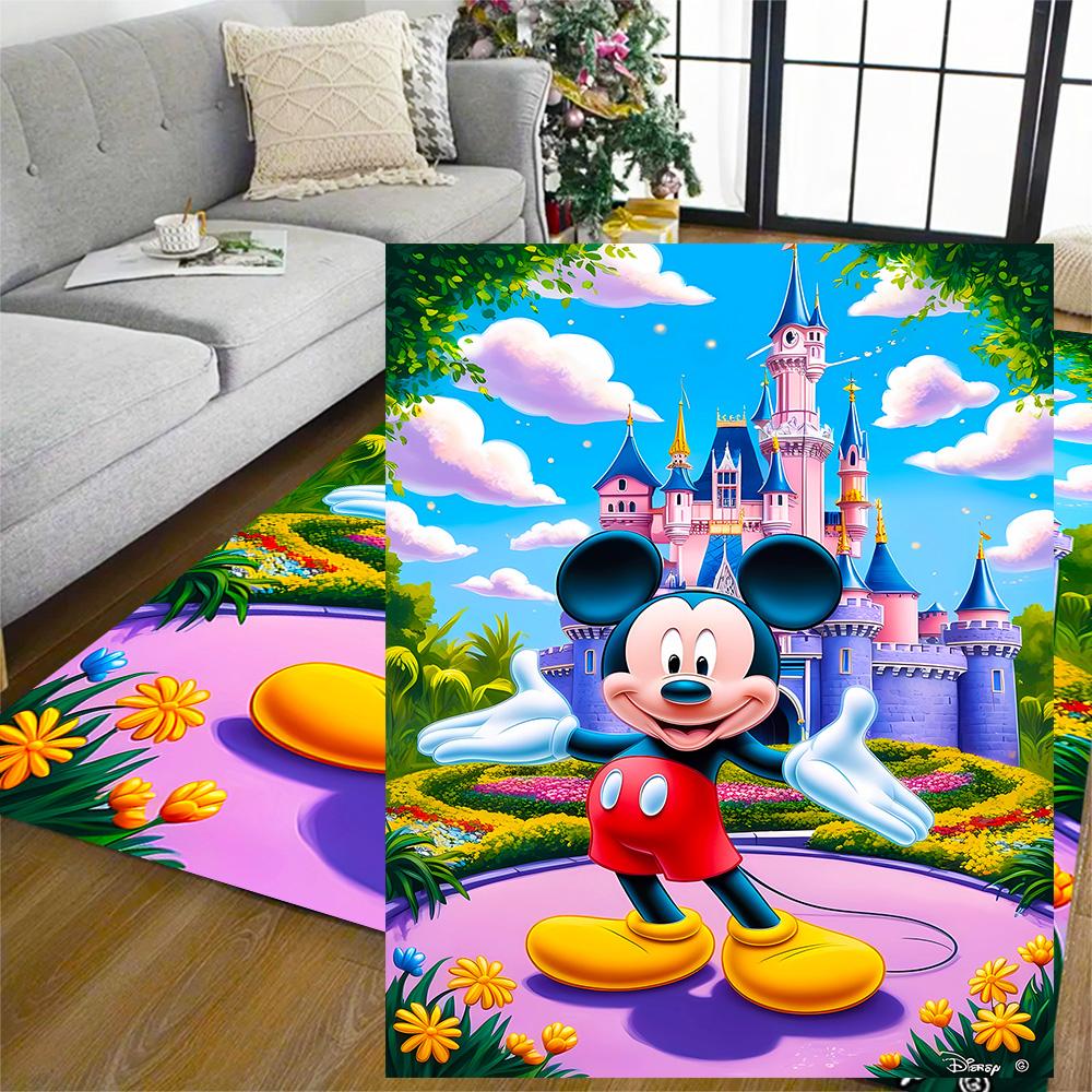 Mickey Mouse Castle Fantasy Area Rug Suitable for Hallway Kitchen Game Room Entryway Antislip Carpet Anime Office Decor Gift for Festivals
