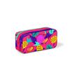 coral high Kids Neon Coral Tropical Patterned Two Compartment Pencil Bag 12034