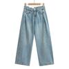 Summer New Arrival Women's Clothing American Retro High Waist Slim Looking Drape Narrow Version Loose Casual Denim Mop Trousers