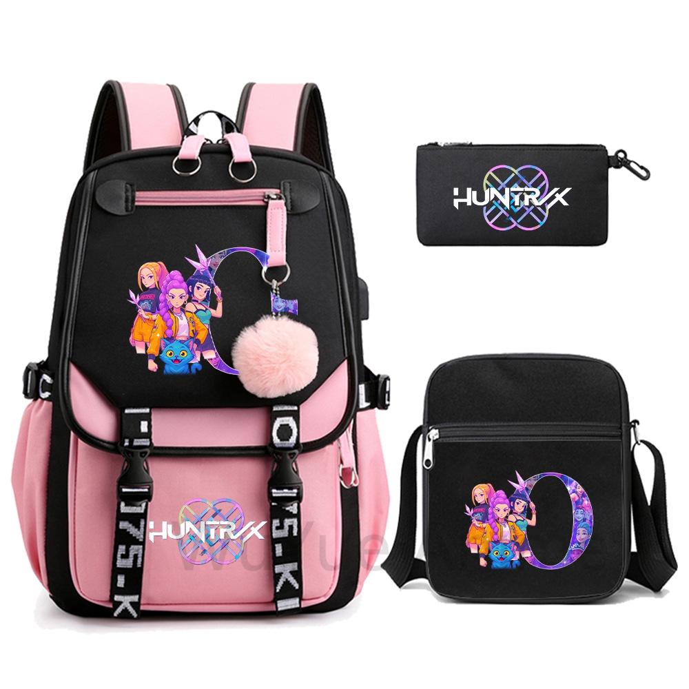 3 шт./набор Милый мультяшный рюкзак с принтом 26 английских букв и наплечной сумкой для студента-подростка, девочки, мальчика, портфель большой вместимости, дорожная сумка, детский подарок