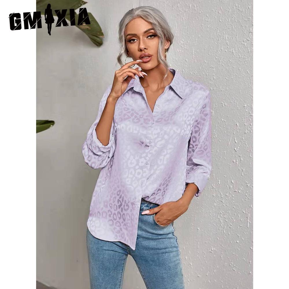 GMXIA Женские модные повседневные блузки и рубашки-поло с длинным рукавом