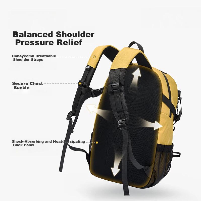 Reebok Lightweight Sport Backpack, Hiking, Outdoor Travel, Water-Resistant, Yellow, 19L
